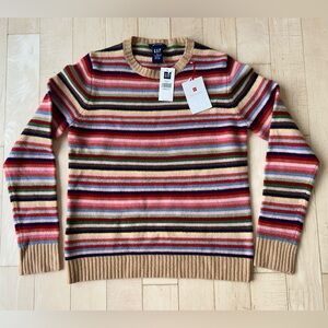 GAP Iconic 2002 Y2K Crazy Stripes Wool/Lycra Crewneck Sweater Size Small NWT